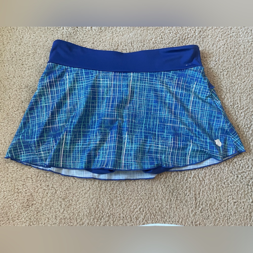 K-Swiss Blue Plaid Athletic Skirt